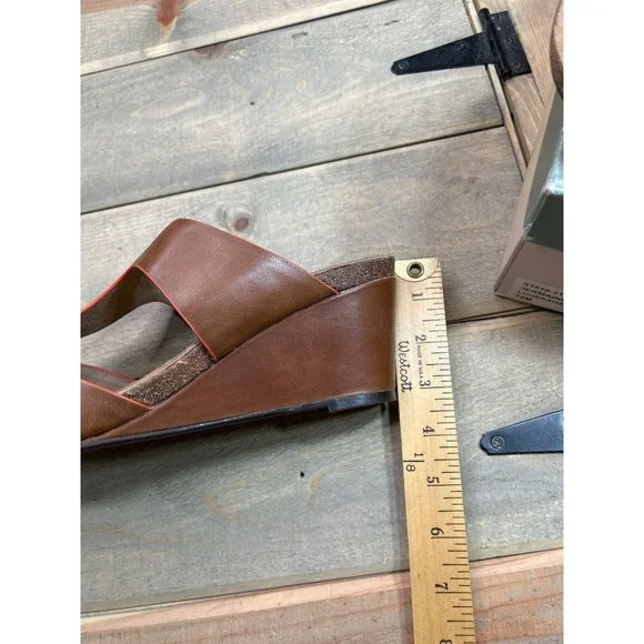 NEW Softwalk Brown Tan Slip On Wedge Sandals Womens 12M Jermaine - Picture 8 of 9